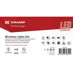 Belaidis LED šviesų komplektas, kvadratinis, 12 V, ličio jonų, magnetinis, 106 x 98 x 7 kontaktų, Kramp LA60025