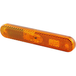 LED gabaritinis žibintas, 0,50 W, stačiakampis, 12 V, geltonas, oranžinis korpusas, prisukamas, 134,9 x 9,5 x 23,4 mm AMP kištuk