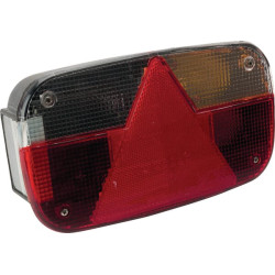 Galinis žibintas dešinysis, stačiakampis, 12 V, raudonas/skaidrus/gintaro spalvos, tvirtinamas varžtais, 244xMultipoint III, gam