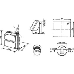 Galinis žibintas kairysis, stačiakampis, raudonas/gintarinis, su varžtais tvirtinamu AMP kištuku, Cobo 02284000