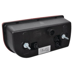 Galinis žibintas kairysis, stačiakampis, gintaro/raudono/skaidraus, 260x98x130 mm, „Deutsch“ kištukas, „Cobo 021373000014“