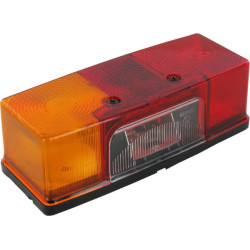 Galinis žibintas kairysis, stačiakampis, 12V, raudonas/gintaras, tvirtinamas varžtais, 158x51x64 mm, Jokon 106014111
