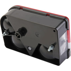 Galinis žibintas dešinysis, stačiakampis, 12/24V, raudonas/skaidrus/gintarinis, tvirtinamas varžtais, 200x55x130mm, Jokon 102110