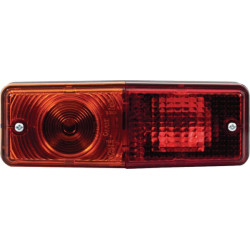 Galinis žibintas stačiakampis, 12/24V, gintaro/raudono spalvos, tvirtinamas varžtais, 200x70 mm, Waś 1400681300
