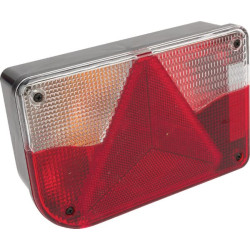 Galinis žibintas kairysis, stačiakampis, 12V, raudonas/skaidrus/gintarinis, tvirtinamas varžtais, 200x130mm, Jokon 102110110