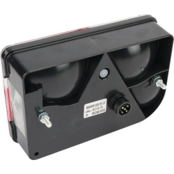 Galinis žibintas kairysis, stačiakampis, 12V, raudonas/skaidrus/gintarinis, tvirtinamas varžtais, 200x130mm, Jokon 102110110