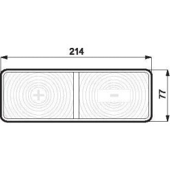 Galinis žibintas stačiakampis, 12/24V, gintaro/raudono spalvos, tvirtinamas varžtais, 214x77 mm, Promot 1400680500