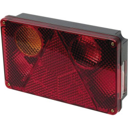 Galinis žibintas kairysis, stačiakampis, 12/24V, gintaro/raudono spalvos, tvirtinamas varžtais, 232x142 mm, Waś 1400680800