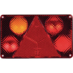 Galinis žibintas kairysis, stačiakampis, 12/24V, gintaro/raudono spalvos, tvirtinamas varžtais, 232x142 mm, Waś 1400680800