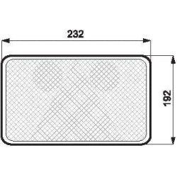 Galinis žibintas kairysis, stačiakampis, 12/24V, gintaro/raudono spalvos, tvirtinamas varžtais, 232x142 mm, Waś 1400680800