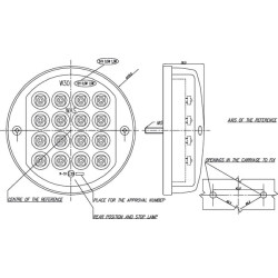Galinis žibintas stačiakampis, 12/24V, gintaro/raudono spalvos, tvirtinamas varžtais, 199x102 mm, Promot 1400680900