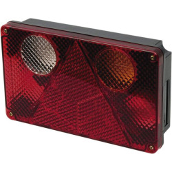 Galinis žibintas dešinysis, stačiakampis, 12/24V, gintaro/raudono/skaidraus, tvirtinamas varžtais, 232x142 mm, Waś 1400680810