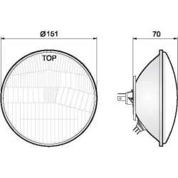 Priekinio žibinto įdėklas, apvalus, skaidrus, prisukamas, 155x155mm, Wesem 1400660105