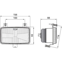 Halogeninis priekinis žibintas, stačiakampis, 12/24V, 156x93mm, Kramp LA80158