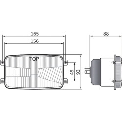 Halogeninis priekinis žibintas, stačiakampis, 12/24V, 156x93mm, Kramp LA80160