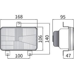 Halogeninis priekinis žibintas, stačiakampis, 12/24V, 168x106mm, Kramp LA80168