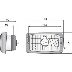 Halogeninis priekinis žibintas, stačiakampis, 12/24V, 184x102mm, Kramp LA80157