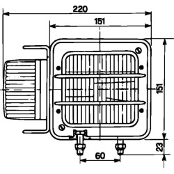 Halogeninis priekinis žibintas, dešinysis dešinysis kvadratinis, skaidrus/gintaro spalvos, tvirtinamas varžtais, 220x151 mm, Cob