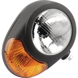 Apvalus priekinis žibintas, dešinysis, skaidrus/gintarinis, prisukamas, Ø 180 mm „Deutsch“ kištukas, „Cobo 0509180000“