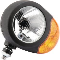 Apvalus priekinis žibintas, kairysis, skaidrus/gintarinis, prisukamas, Ø 180 mm „Deutsch“ kištukas, „Cobo 0509190000“