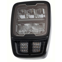 Priekinis LED žibintas, stačiakampis, 12/24V, 220x197,2x80,5mm, šildomas, tolimosios/artimosios šviesos, apsauga nuo sniego, kai