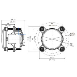 Priekinis LED žibintas, 16 W, stačiakampis, 12–24 V, Ø90 mm, AMP „Superseal“ 3 kontaktų, tolimosios/artimosios šviesos, „Sacex“ 