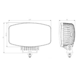 Priekinis LED žibintas, 100 W, stačiakampis, 9–36 V, 247 x 176 x 92 mm, Kramp LA80042