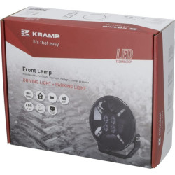 LED žibintas, 60 W, apvalus, 9–36 V, Ø180 mm, dienos šviesos žibintai, dvigubi parkavimo žibintai, Kramp LA80040