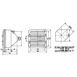 Priekinis žibintas kvadratinis, skaidrus, 140x112x112mm, Cobo 0518200003