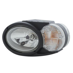 Halogeninis priekinis žibintas, kairysis ovalus, 12/24V, baltas/pilkas/skaidrus, tvirtinamas varžtais, 304,5x153,3 mm „Deutsch“ 