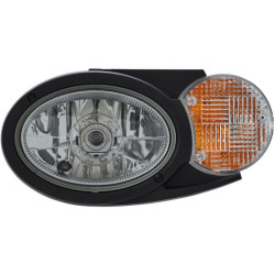 Halogeninis priekinis žibintas, kairysis ovalus, 12/24V, baltas/pilkas/skaidrus, tvirtinamas varžtais, 304,5x153,3 mm „Deutsch“ 