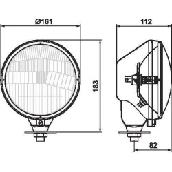 Priekinis žibintas apvalus, kairysis, skaidrus, prisukamas, 183x161 mm, Wesem 1400660212