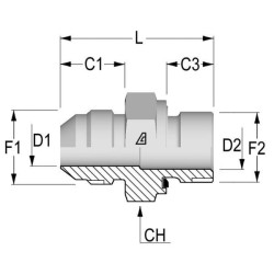 Jungtis išorinis/išorinis sriegis 1-11/16" JIC-27x200 UMM1227