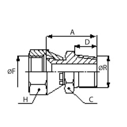 Redukcinis adapteris su šešiakampiu, 1/2 JIC x 1/4 BSPT FMUBTV0804