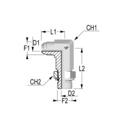 Alkūninė jungtis 7/16 JIC x M12 KIM0712