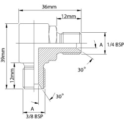 Kompaktiška alkūnė M/M 1/4x3/8 BSP MM900406K