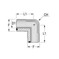 Alkūnė 1-7/16 ORFS išorinis vamzdis KO23