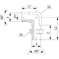 Pertvaros adapteris 90° 1/2"BSP MM9008BH