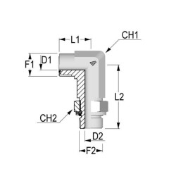 90° alkūnė ORFS1"7/16-BSP1/4 KIOB2320