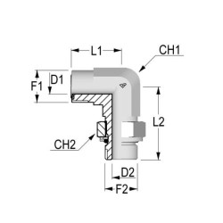 90° alkūnė ORFS1"7/16-BSP1/4 KIOB2320