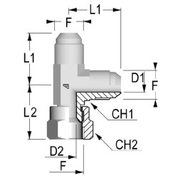 Trišakis jungtis F-M JIC 1/2" UNF LOU08