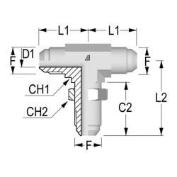T formos smeigės tarpinė M 9/16 JIC TS09
