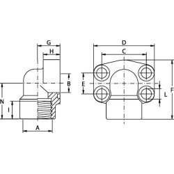 SAE flanšas, 90° AFS320G2090