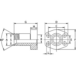 Flanšas SAE 60° BSP AFS616T16L082
