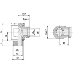 Kampinė bandžo jungtis RSWS10LR38WD