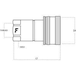 Mova su 3/8" BSP rutuliniu sriegiu, NS38GASF tipas