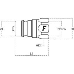 Greito atjungimo jungtis, išorinis sriegis 3/8" - 10 - 3/8" NPT ANV38NPTM
