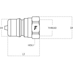Greito atjungimo jungtis, išorinis sriegis 1/4" - 1/4" BSP HNV14GASM2V