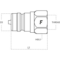 Greito atjungimo jungtis, išorinis sriegis 9/16" UNF NV1438SAEM