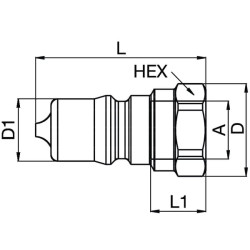 Greito atjungimo jungtis, išorinis sriegis 1/8", Tema T serija, 232018TE